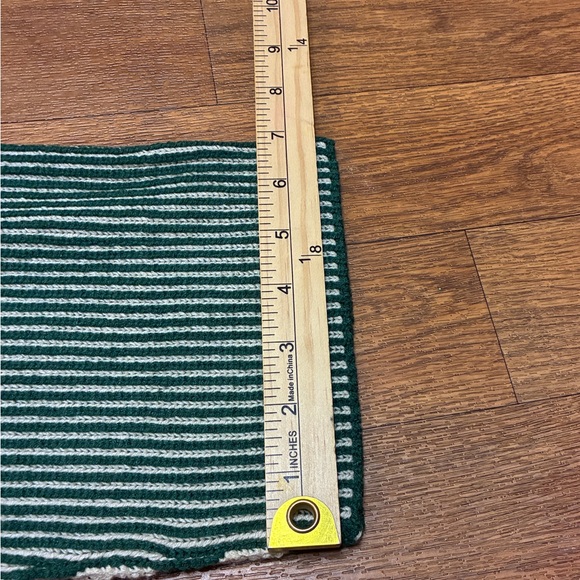 Zenana Green and White Striped Zip Up Sweater Size Large Cropped - Picture 8 of 9